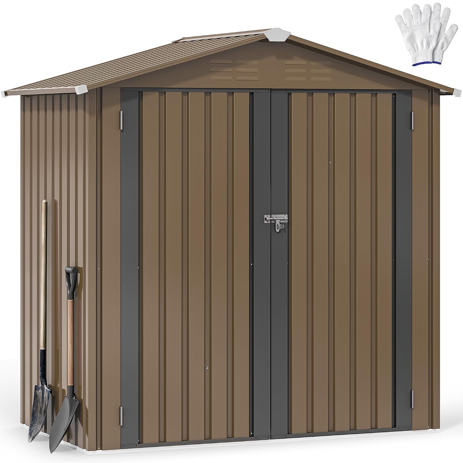 Outdoor Furniture Heavy Duty - Металлический уличный сарай 6x4 фута, водонепроницаемый,
