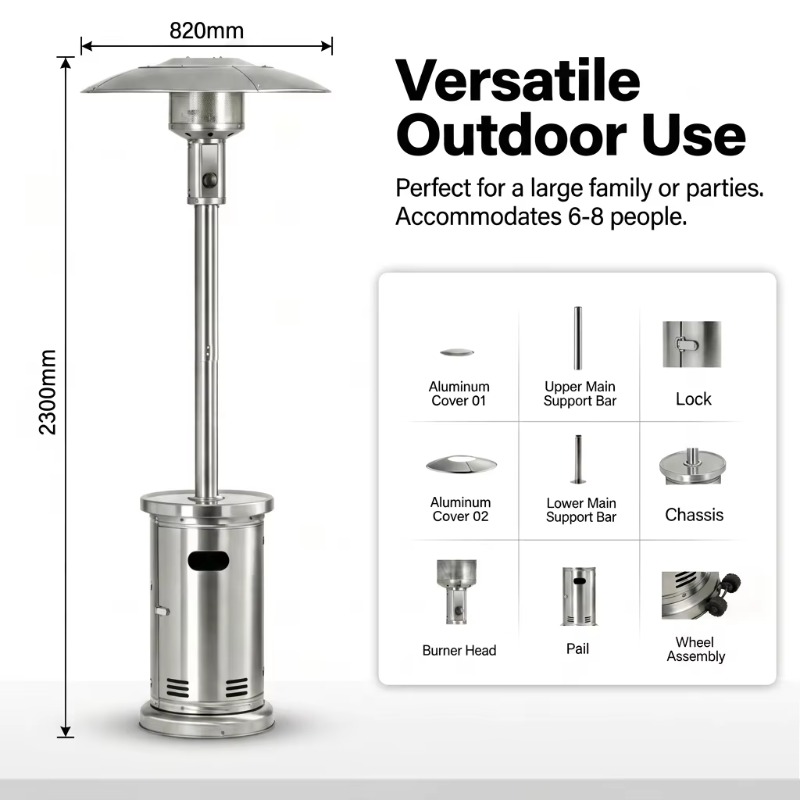 Газовый обогреватель-зонт Airo – обзор и цена Patio Heater Standing