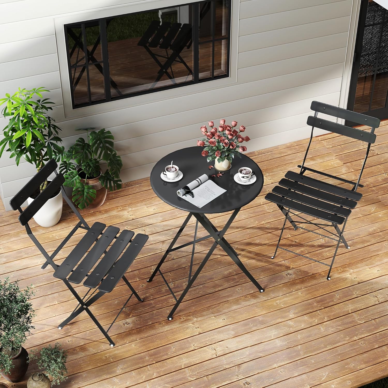 Компактный черный складной ком – обзор и цена Bistro Table Set